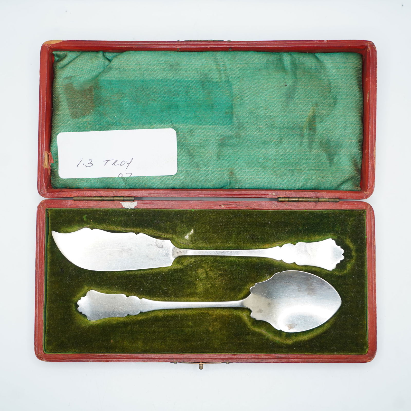 1.3 Troy Oz. Sterling Silver 2 Pc. Serving Knife and Spoon in Original Fitted Box. (1 of 8)