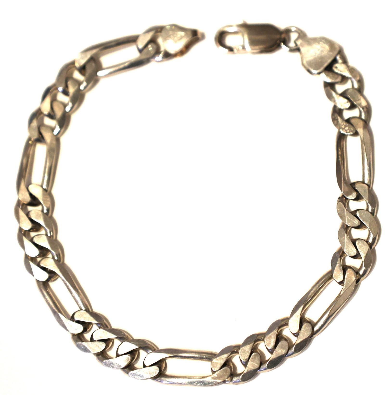 22.26 Grams, .925 Sterling Silver Men's Figaro Bracelet 9 1/2 inches x 3/8 in. (1 of 4)