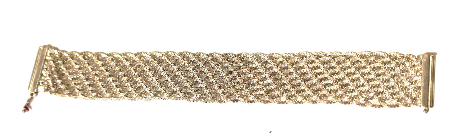 26.54 Grams .925 Sterling Silver Italy Wide Basket Weave Bracelet with Slide Closure (1 of 7)