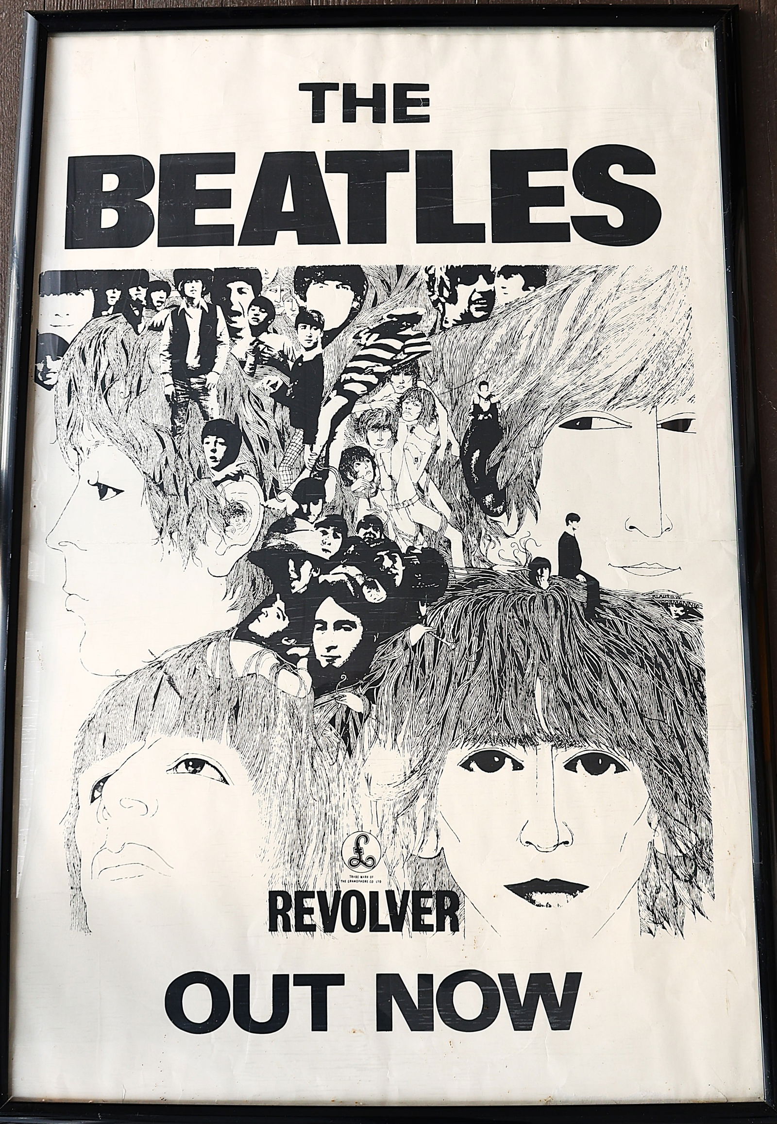 Vintage Promotional Poster for The Beatles' 1966 Album Revolver. Size: 36 in. x 24 in. (1 of 6)