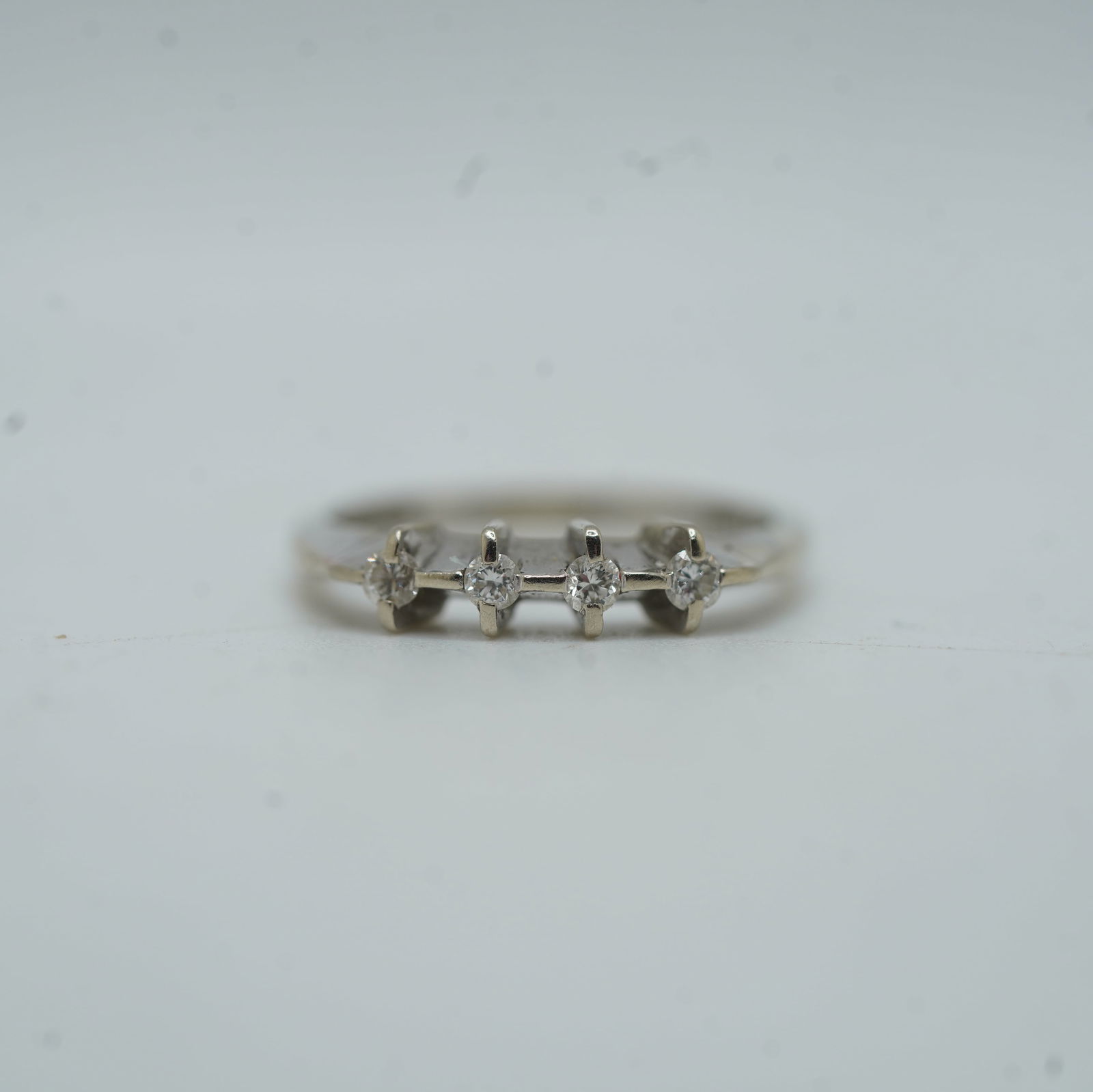 1.16 DWT 14K Gold 4 Diamond Pinky Ring Size 4 , 3/4 in. x 1/4 in.: 1.16 DWT 14K Gold 4 Diamond Pinky Ring Size 4 , 3/4 in. x 1/4 in.