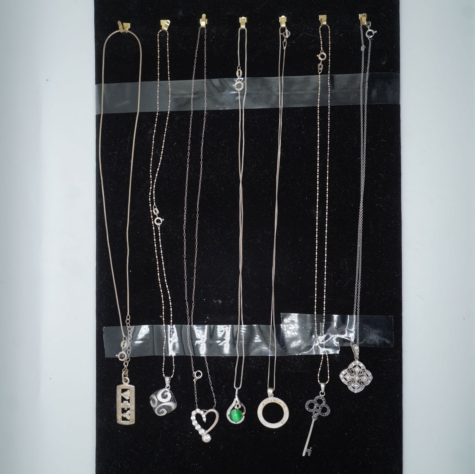 7 Assorted .925 Sterling Silver Pendant Necklaces: .925 Sterling Square Pendant with Marcasites (1 of 14)