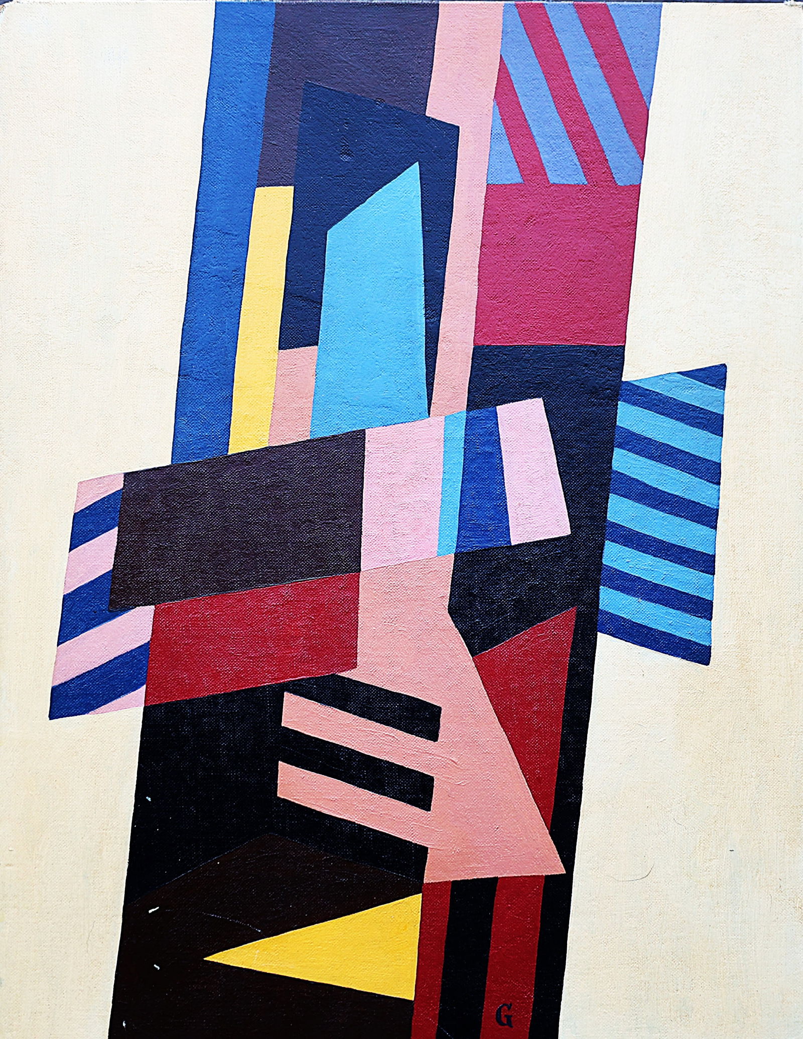 Albert Gallatin Abstract Composition Oil Painting on Board, Signed with Monogram "G", Framed: Albert Gallatin Abstract Composition Oil Painting on Board, Signed with Monogram "G", Framed. Size: image 18 inches x 14 inches, ; Biography from the Archives of askART: Albert Gallatin biographical p