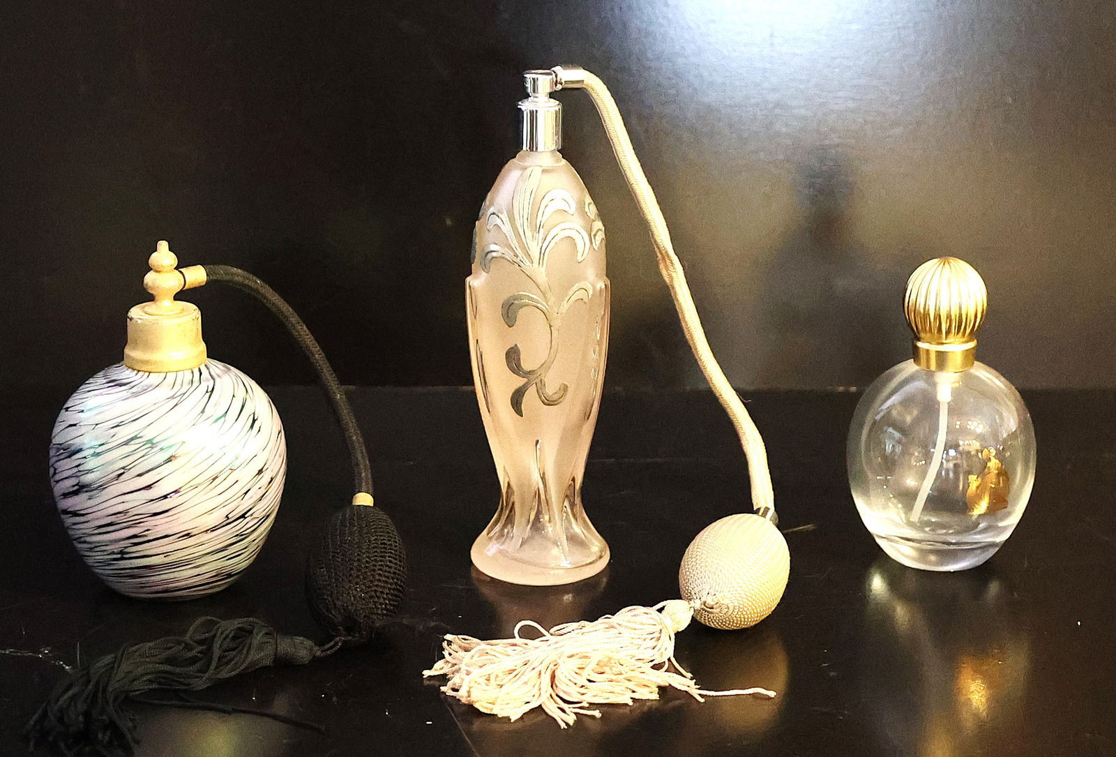 [3] 2 Atomizer Perfume Bottles and Single Perfume Bottle, Sizes: 4.75 in., 7 in., 4 in. (1 of 3)