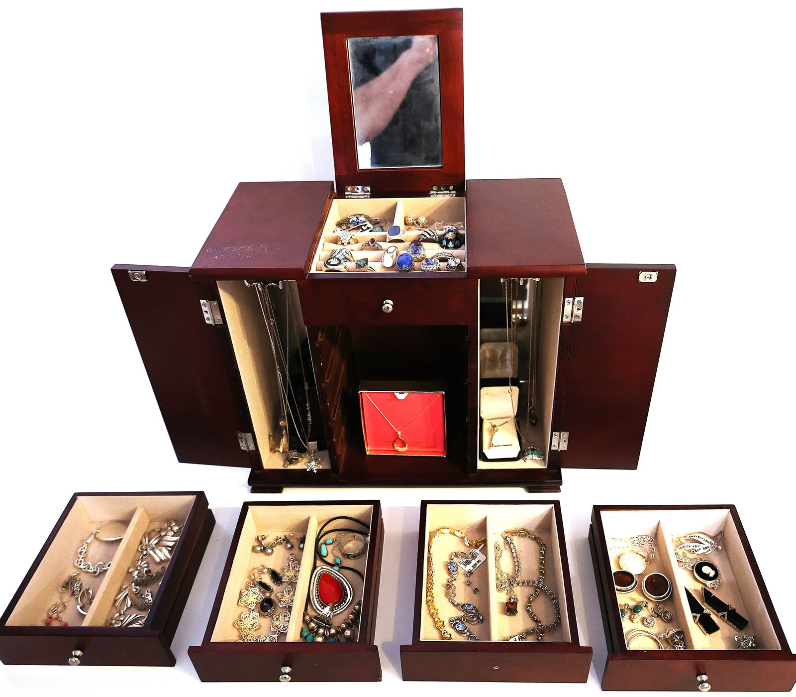 Jewely Box LOADED With ALL STERLING SILVER JEWELRY - Fabulous Assortment 75+ Pieces (1 of 10)