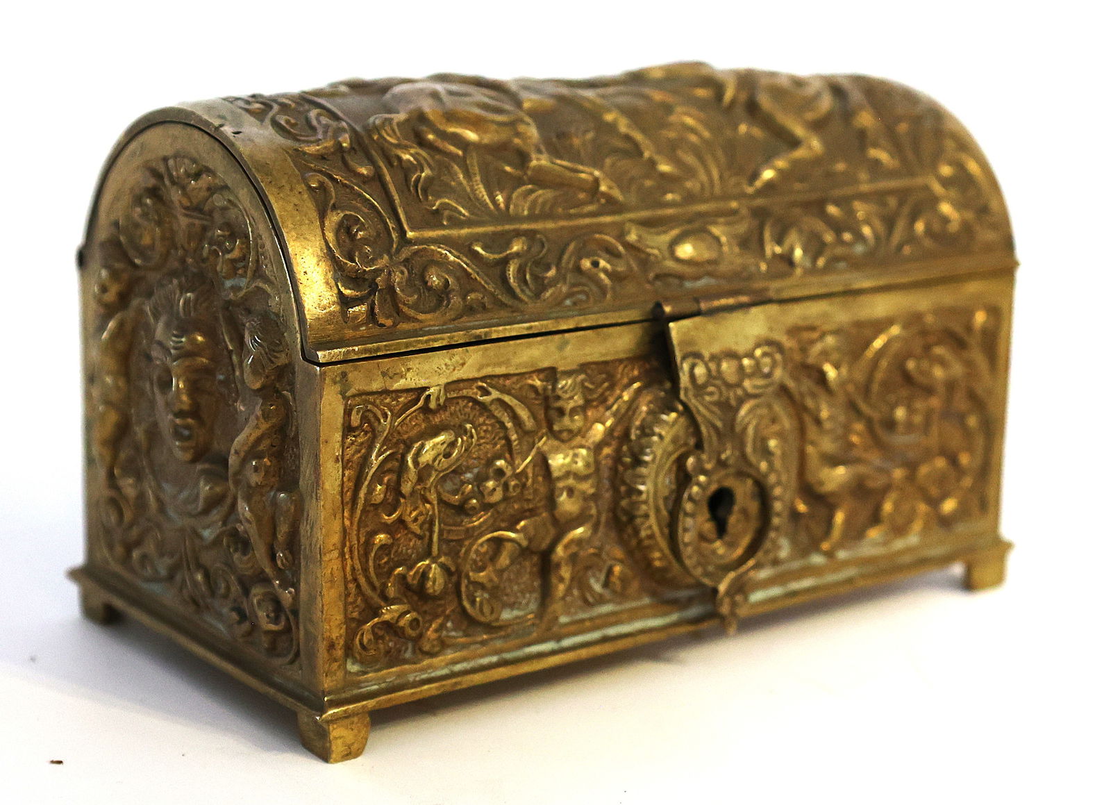 Art Nouveau gilt metal jewelry casket, often attributed to the German company Erhard & Söhne (1 of 8)