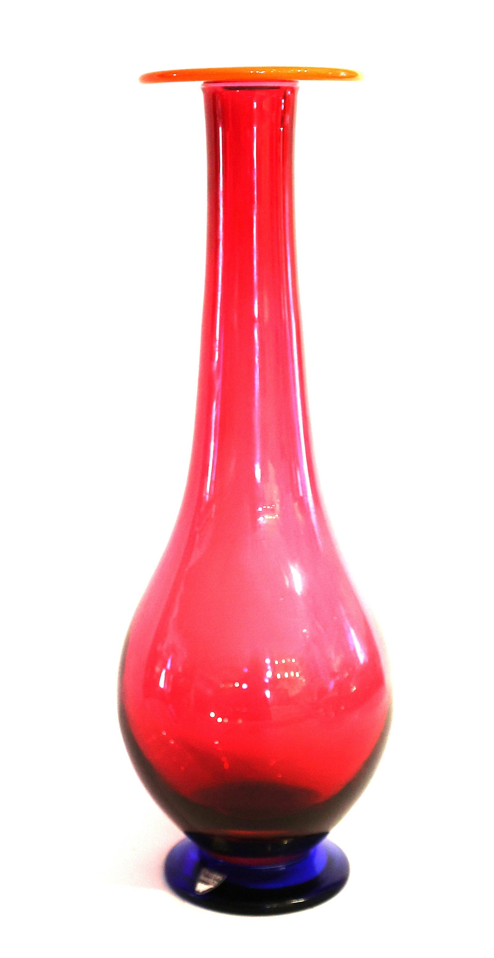 Signed vintage Orrefors Solo Tulip art glass vase designed by Erika Lagerbielke in Sweden. (1 of 7)