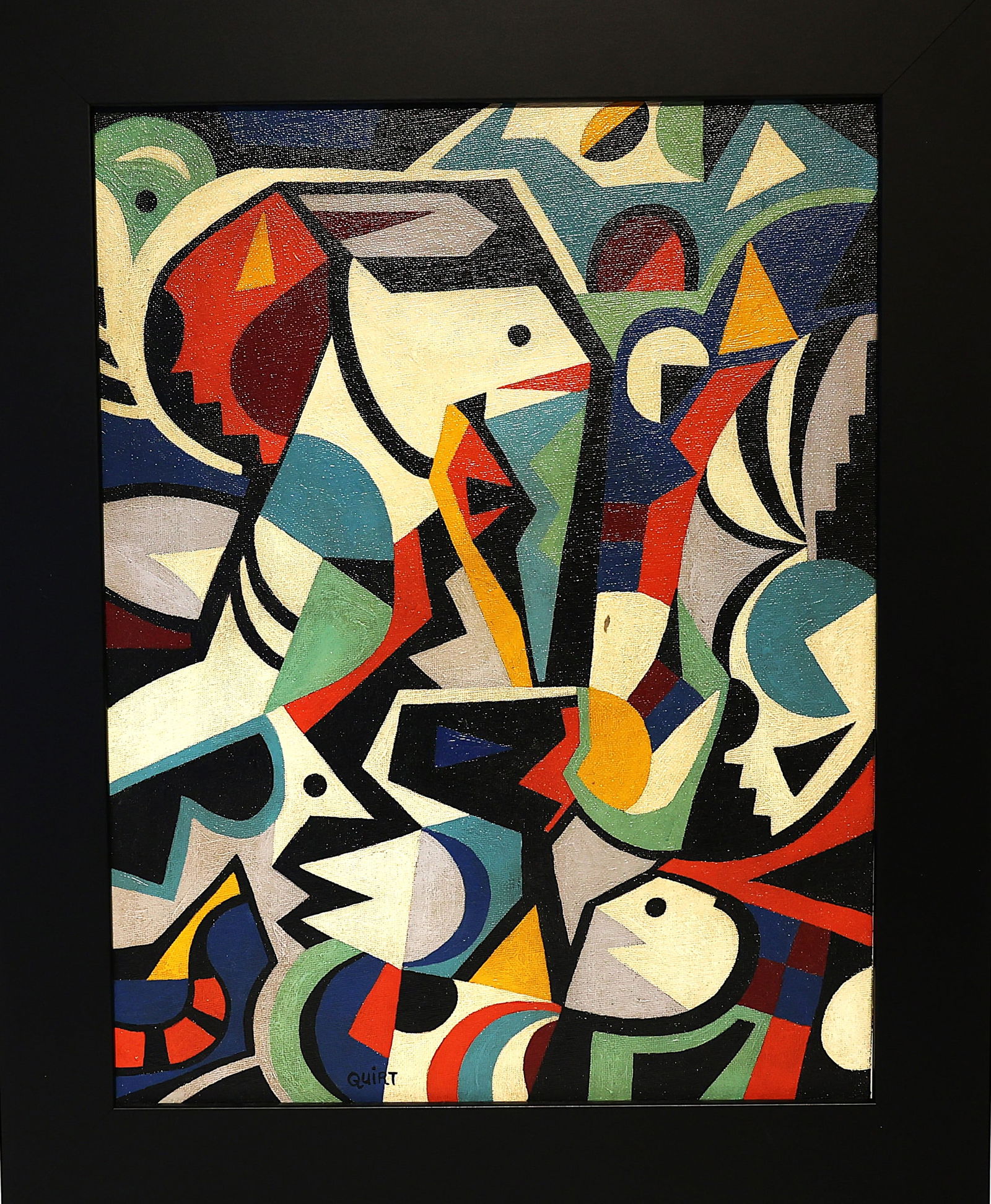 A Surrealistic Assemblage of Figures by American Modernist Artist Walter Quirt, 1902-1968, Oil/B (1 of 5)