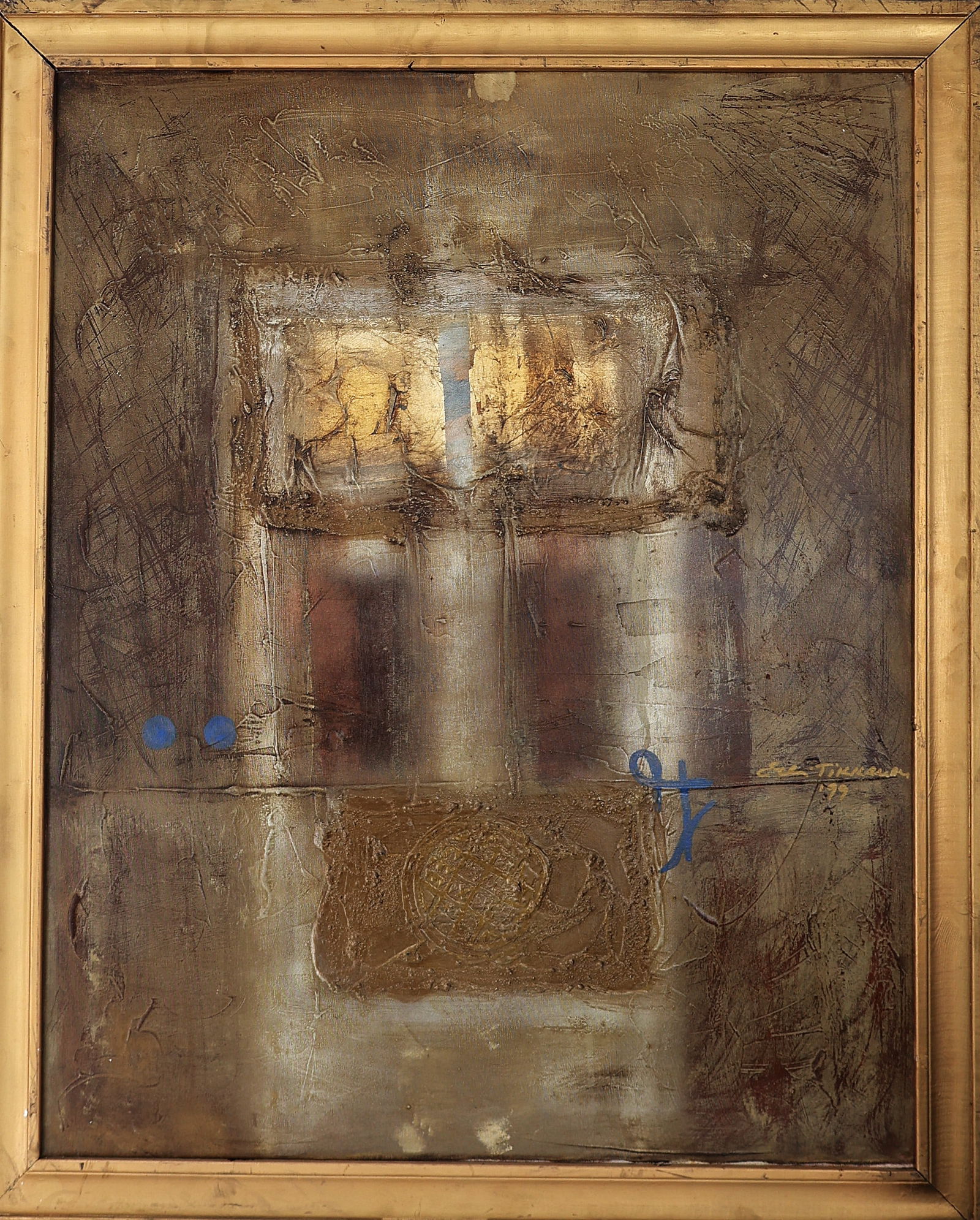 Ergic Erli Lillan, Large Oil on Canvas Painting "The Old Monastery Wall" 1999, Tikkanen Macedonia (1 of 4)