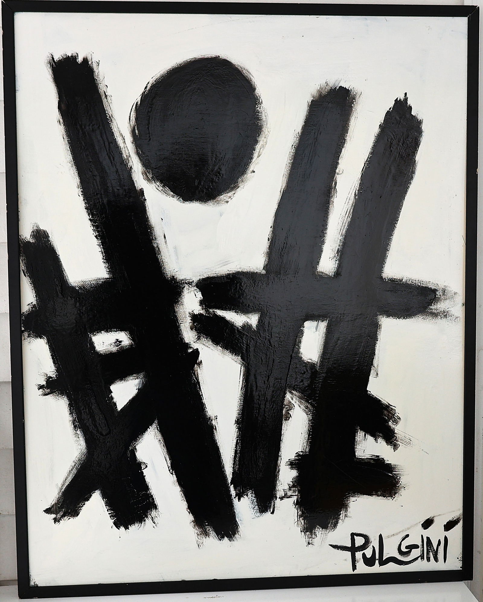 Thomas Pulgini, Large Oil on Board Painting, Signed, Black Lines on White After Franz Kline (1 of 4)