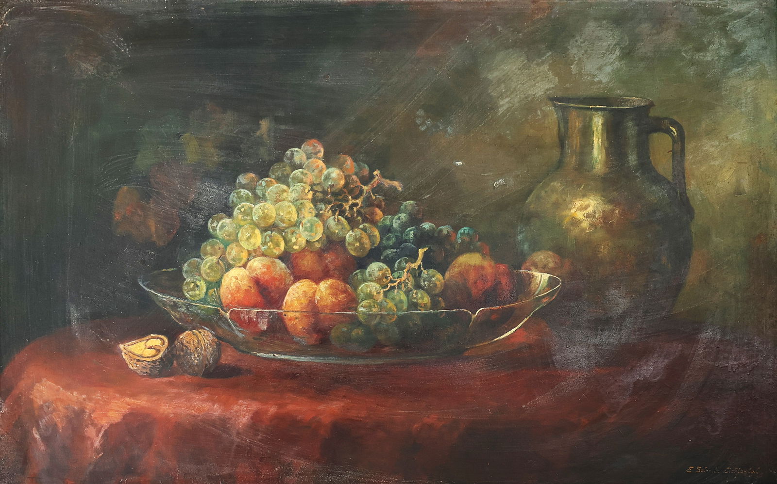 E Schule Cichlantal, 19th C. Fine Flemish Still Life with Fruits, Framed (1 of 6)