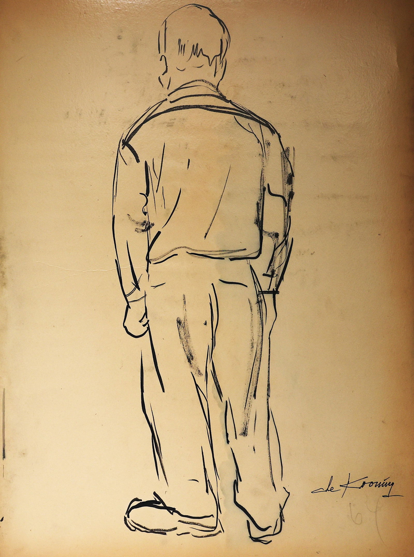 Elaine De Kooning, Gouache on Paper, Backside of a Standing Figure: Elaine De Kooning, Gouache on Paper, Backside of a Standing Figure; Size 23.75 inches x 18 inches ; 1918 New York City - 1989 New York City. Known for: Abstract figure, genre and portrait paintingBiog