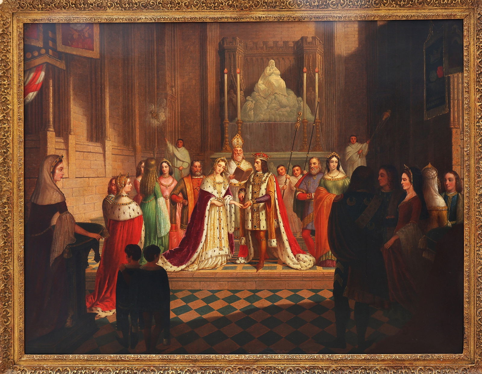 William Lindsay Windus [1822 - 1907], Oil on Canvas Painting Historical Royal Wedding, Framed (1 of 8)