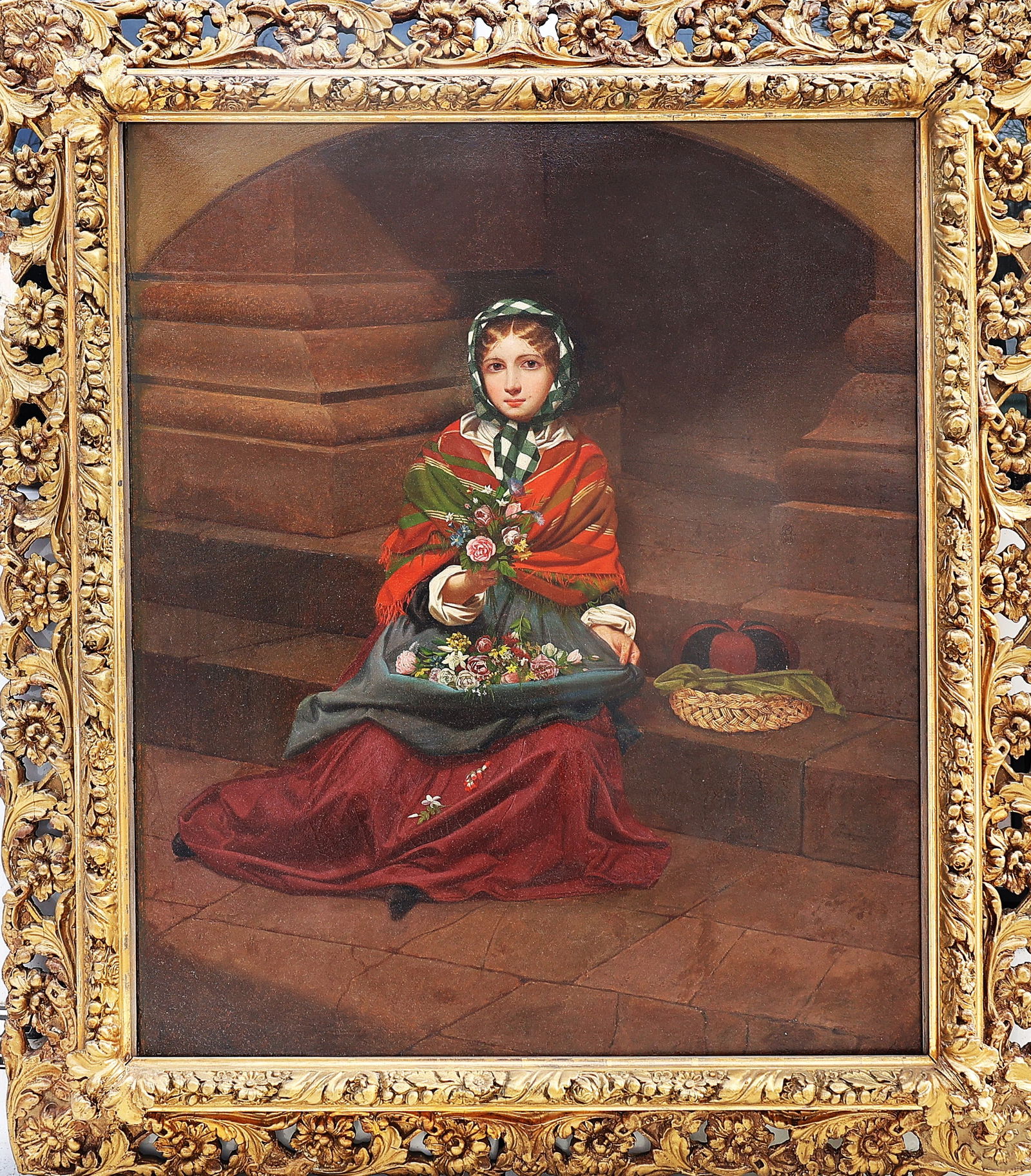 Orest Adamovich Kiprensky c.1778 - 1836, Oil on Canvas, Important Portrait Young Girl with Flowers (1 of 6)