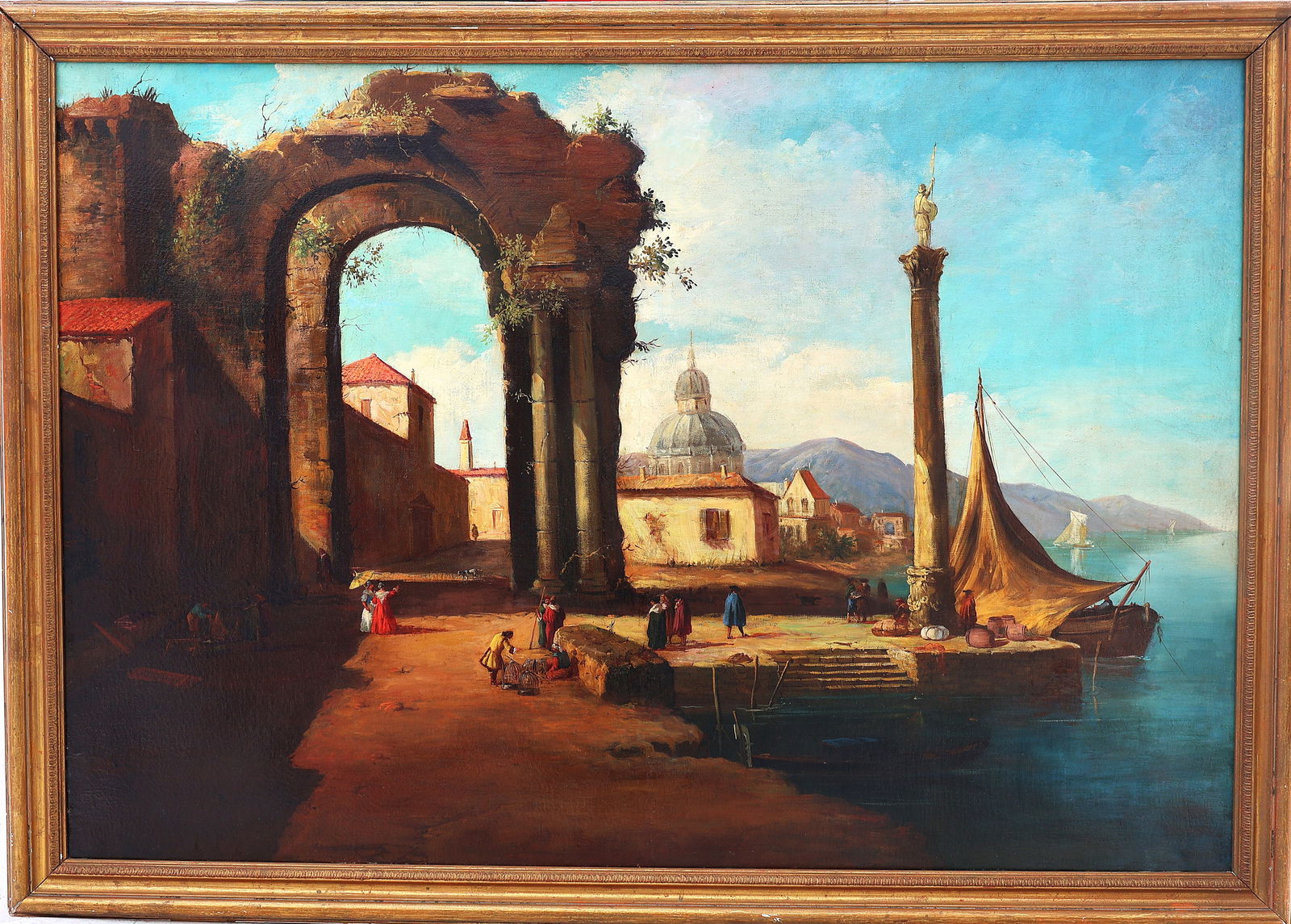 Francesco Guardi, [1712-1793 Venice Italy] ,Oil on Canvas, Landscape with Ruins, Signed (1 of 9)