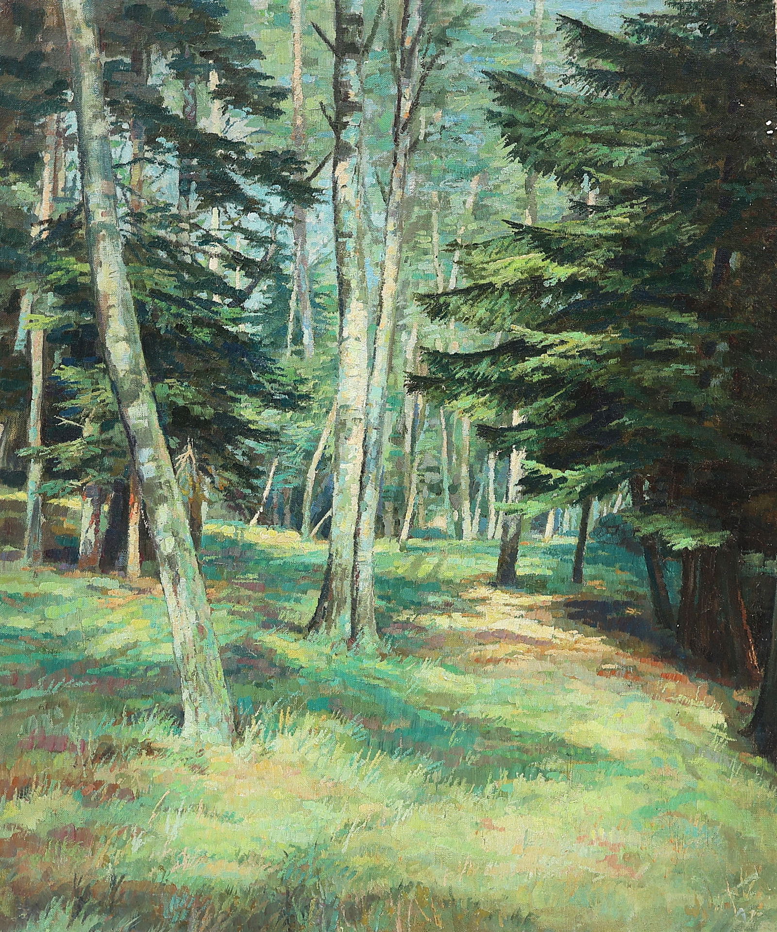 Clyde Aspevig; Oil on Canvas Painting, Signed, Dense Forest Lamdscape (1 of 4)