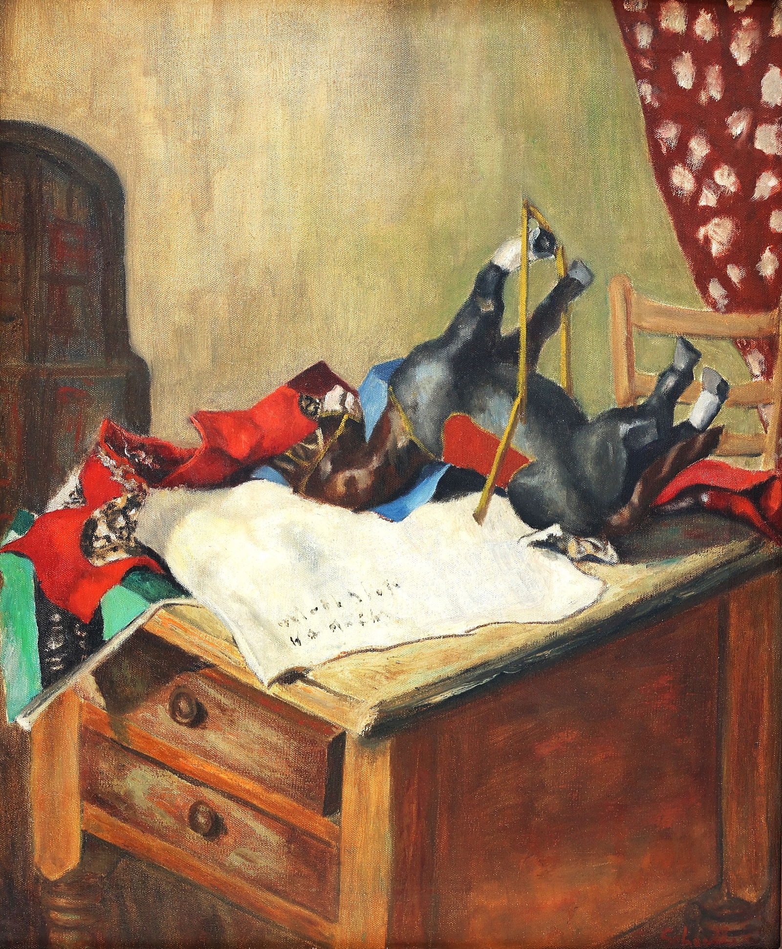 Charles Sheeler [1883 - 1965 American] Oil on Canvas Painting , Toy Horse on Bed Stand: Charles Sheeler [1883 - 1965 American] Oil on Canvas Painting , Toy Horse on Bed Stand; Size: image 24 inches x 20 inches; frame 32 inches x 28 inches ; Biography from the Archives of askARTCharles Sh