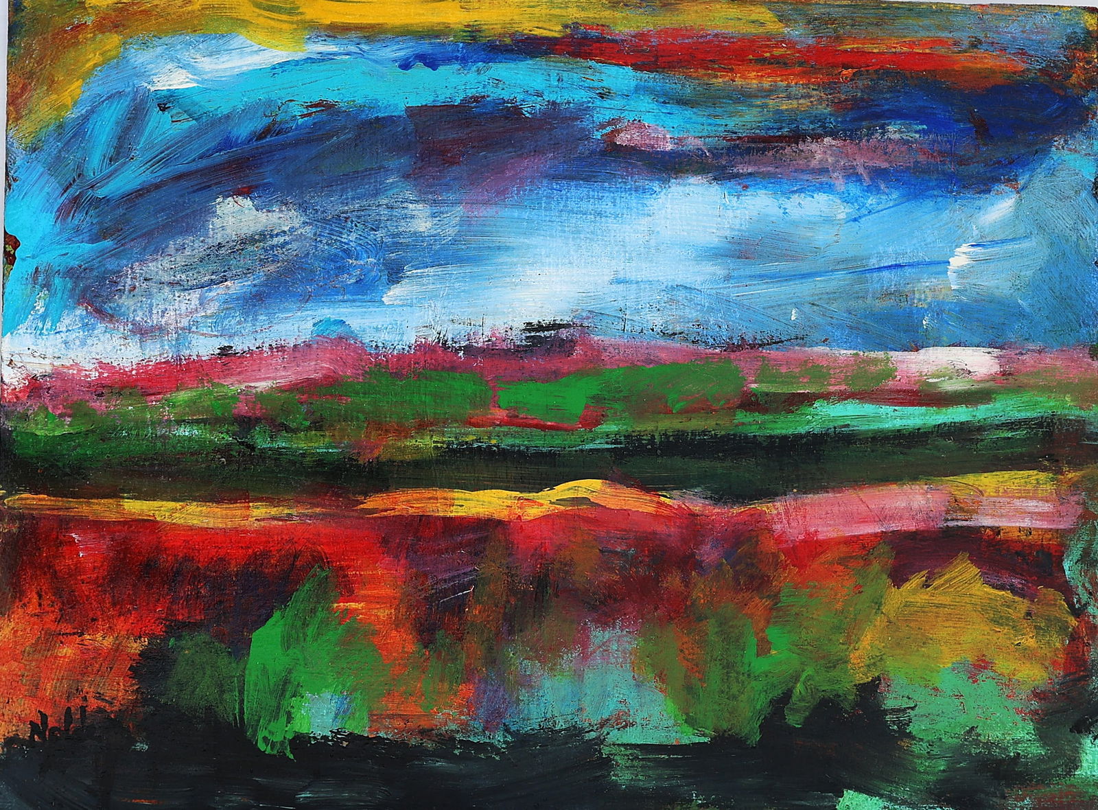 Emil Nolde, Oil on Board Painting Vibrant Abstract Landscape, Signed, 1867 - 1956 [Germany] (1 of 4)