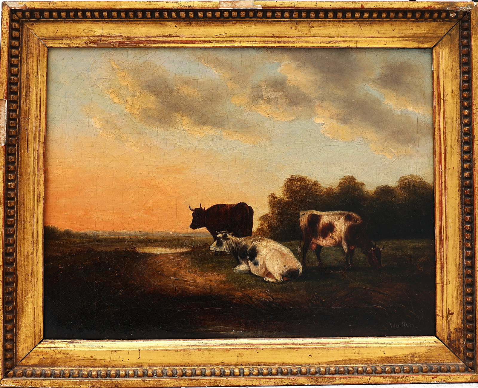 William Hart, 1823-1894, Oil on Canvas, Cows in a Landscape, Signed, Framed - 6