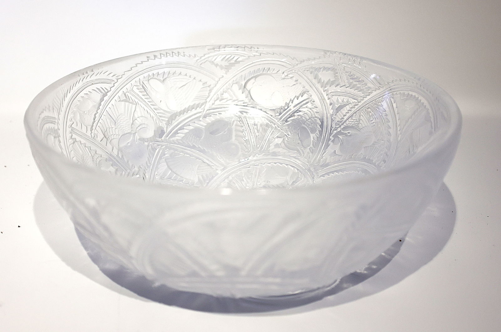 Signed Lalique France Crystal "Pinsons" bowl, originally designed by René Lalique in 1933 (1 of 7)