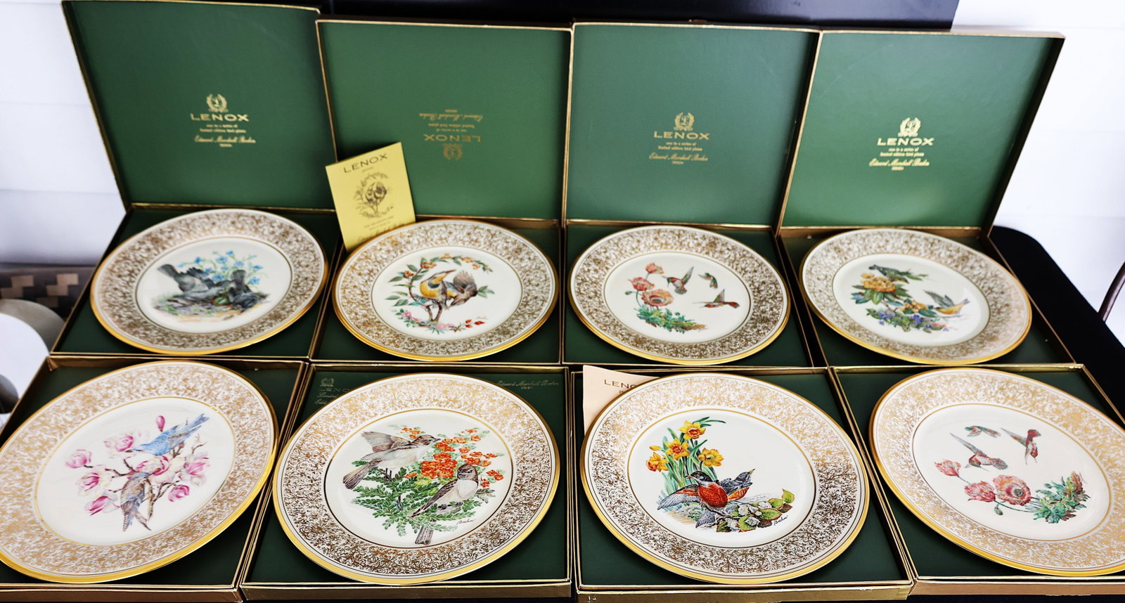 8 limited edition Lenox Boehm bird porcelain plates, featuring artwork adapted from Edward Marshall (1 of 7)