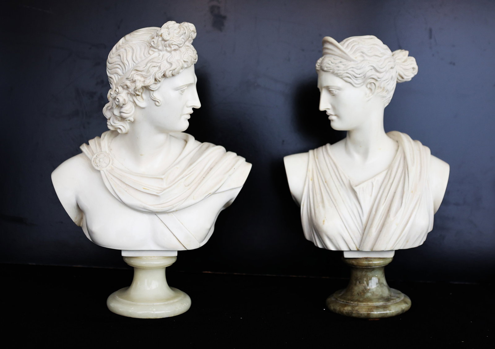 Neoclassical Apollo And Artemis Signed Bust Sculptures, A. Giannelli, Hard Composition (1 of 6)