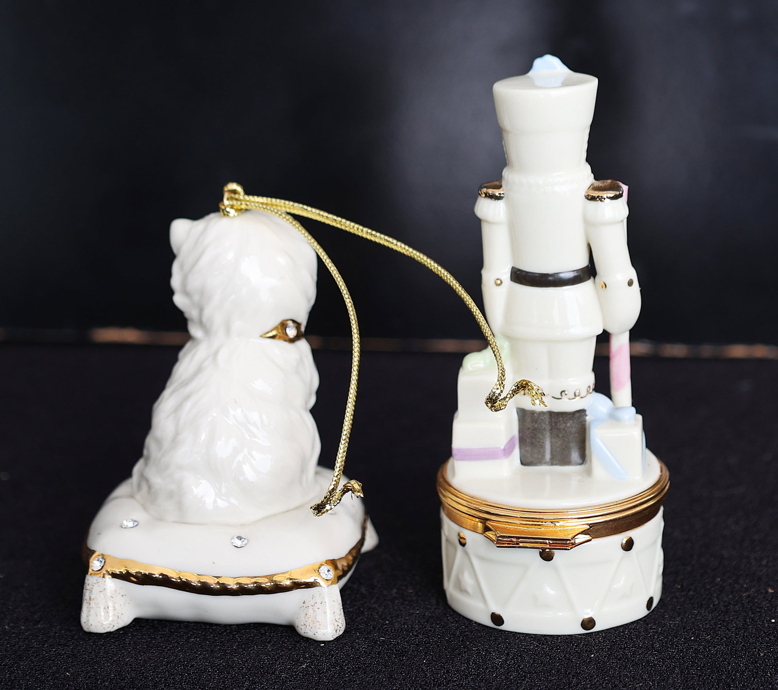 2 Lenox Fine Porcelain "Millennium Drummer" Trinket Box and a "Teddy's Wish" Cat Ornament. - 4