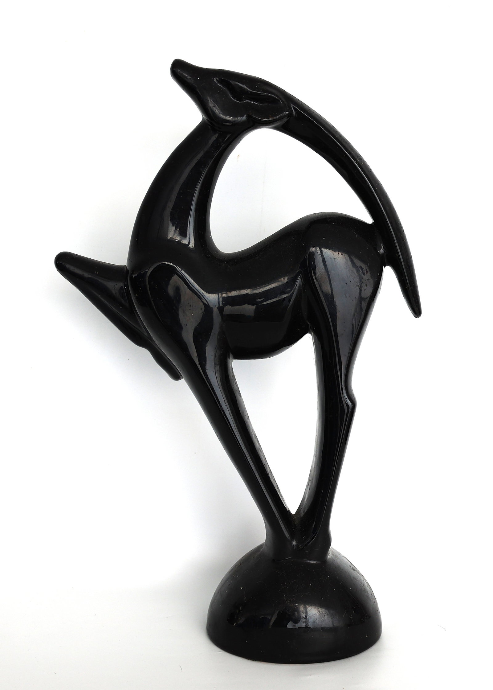 Vintage Royal Haeger Gazelle or Ibex Sculpture in Black Glazed Ceramic (1 of 5)