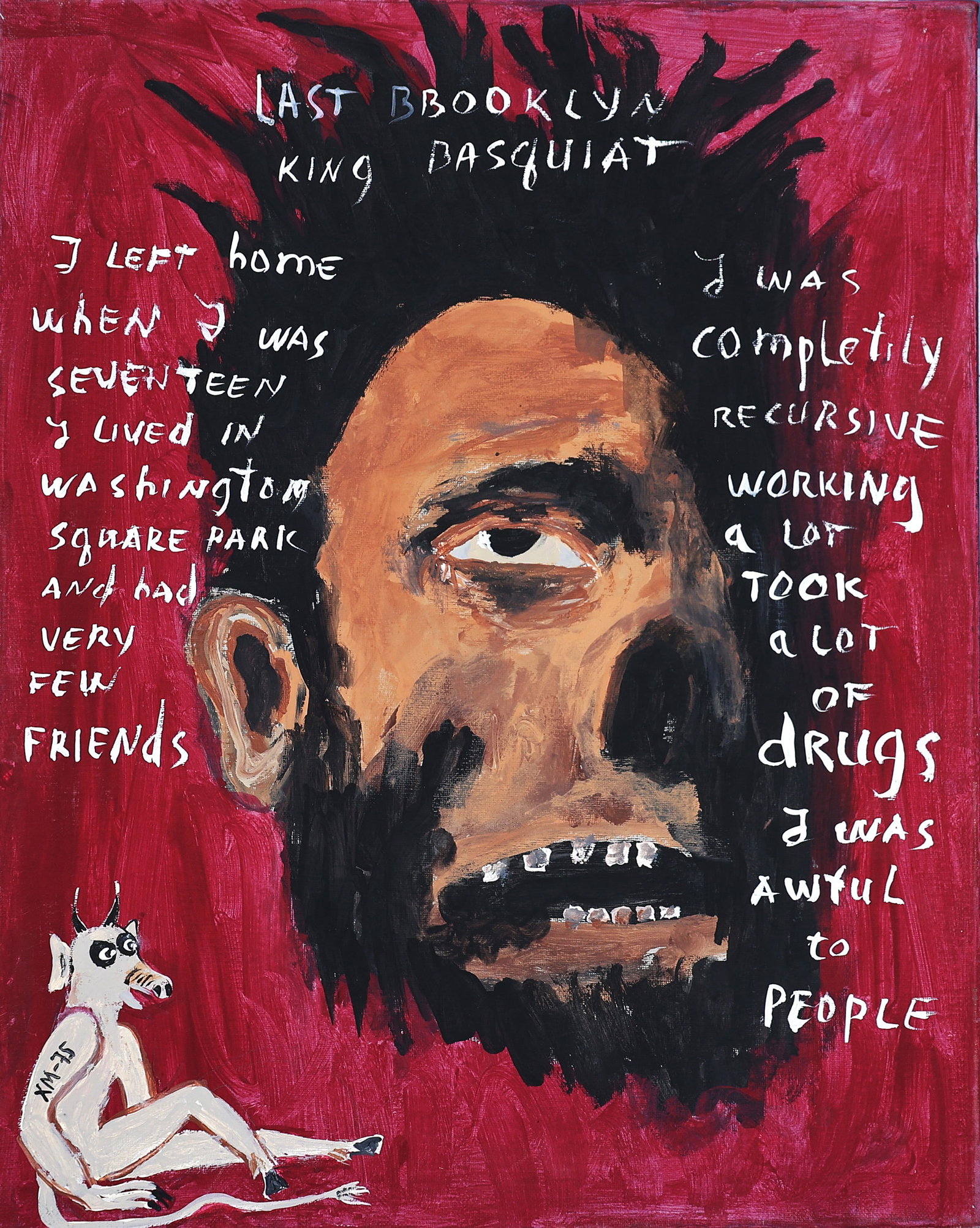 SAMO / Jean Michel Basquiat, attributed to, "Last Brooklyn King" Oil Painting on Canvas 20 in. x 16 (1 of 5)