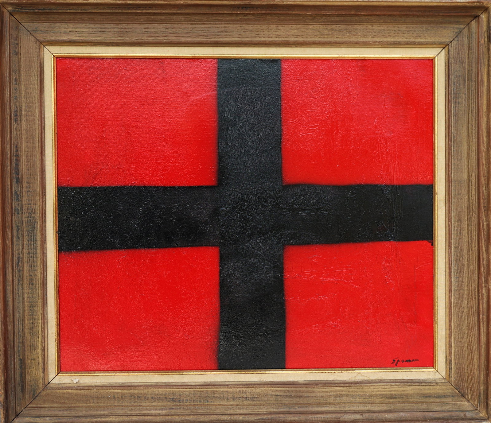 John Sparacio, b. 1958 American. 20th C. Red and Black Abstract in Wide Vintage Framing (1 of 6)