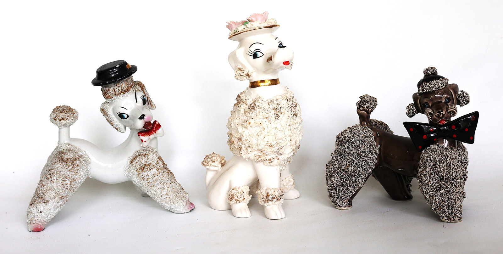 3 Assorted vintage poodle figurines are often referred to as "spaghetti poodles" (1 of 7)