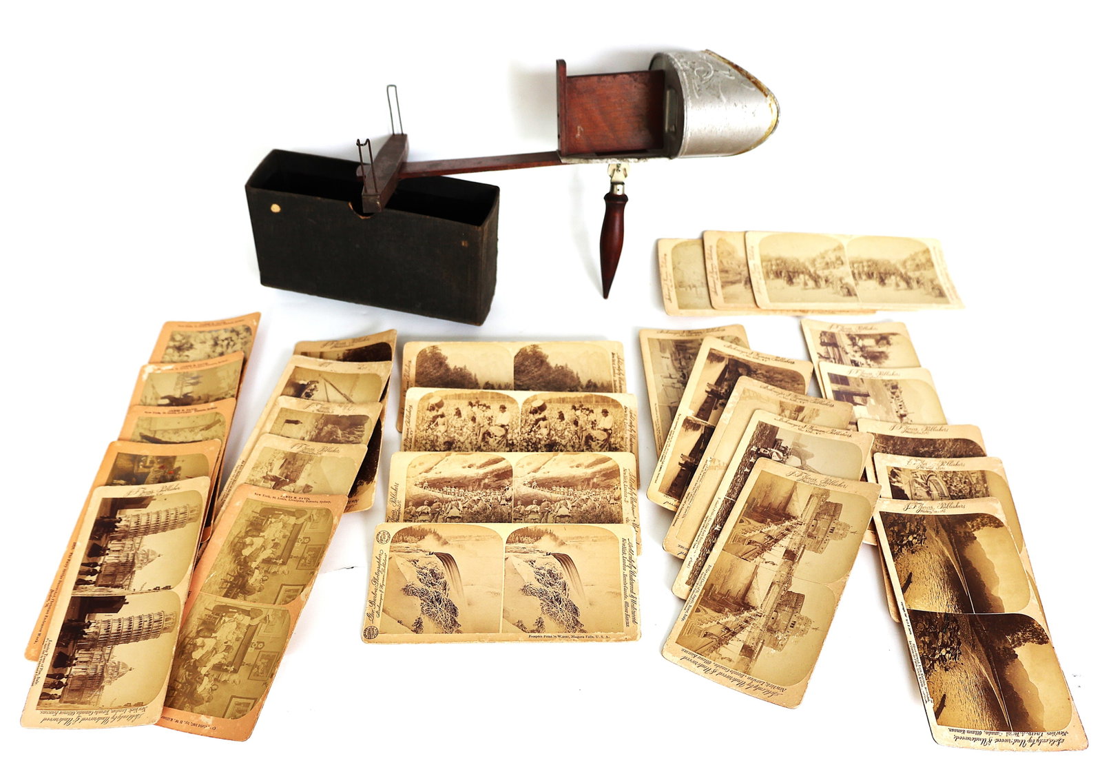 vintage stereoscope viewer and a set of antique stereoview cards (1 of 7)