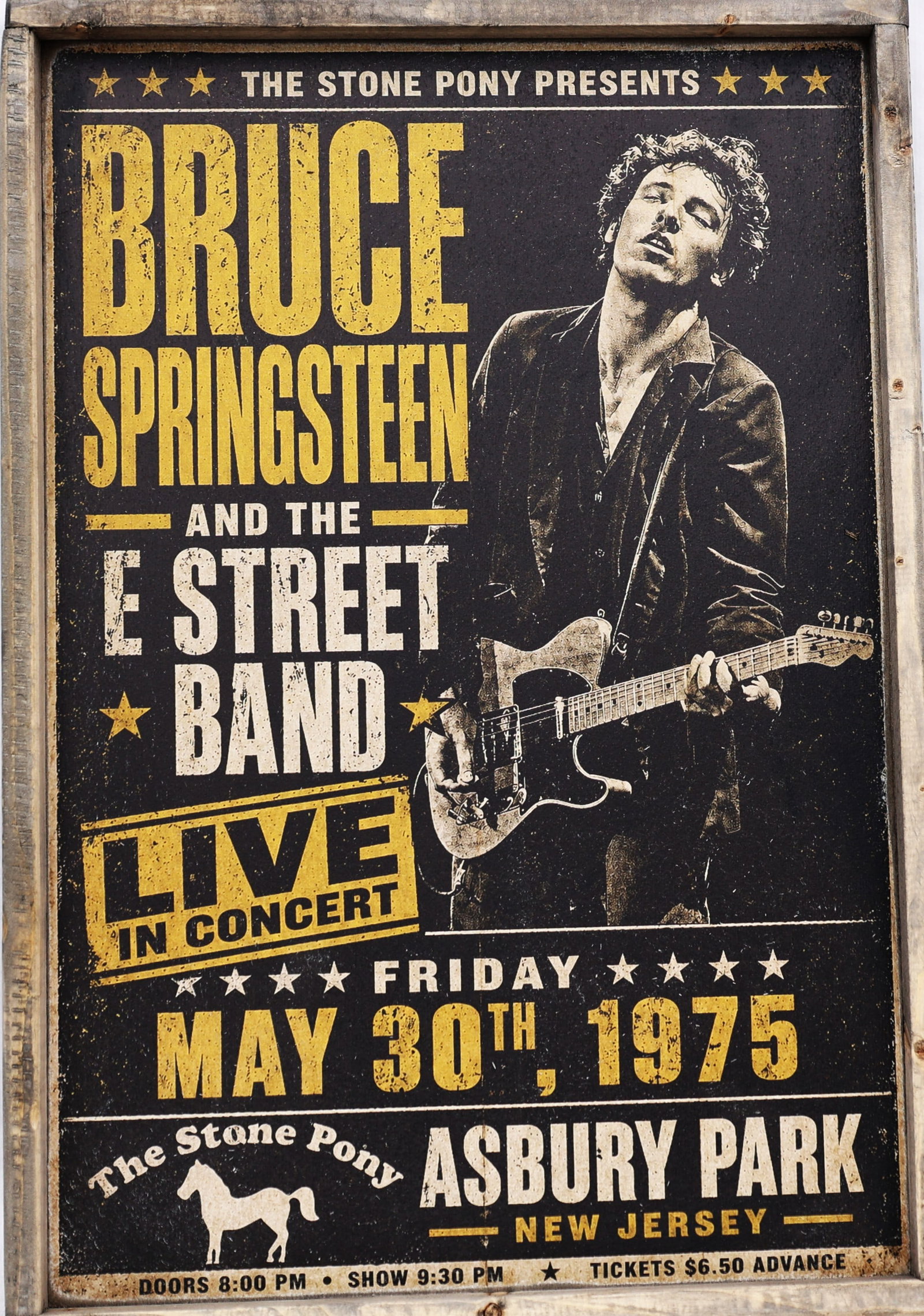 Novelty Wood Sign Bruce Springsteen and the E Street Band, Stone Pony, Asbury Park, NJ, 1975 (1 of 3)