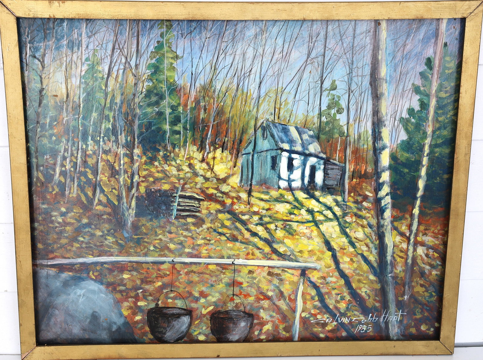 Calvin Cobb Hart, 1932-2014 New Jersey Oil on Board Painting "Pot Luck" Sturbridge Ma., 1985; Size: (1 of 5)