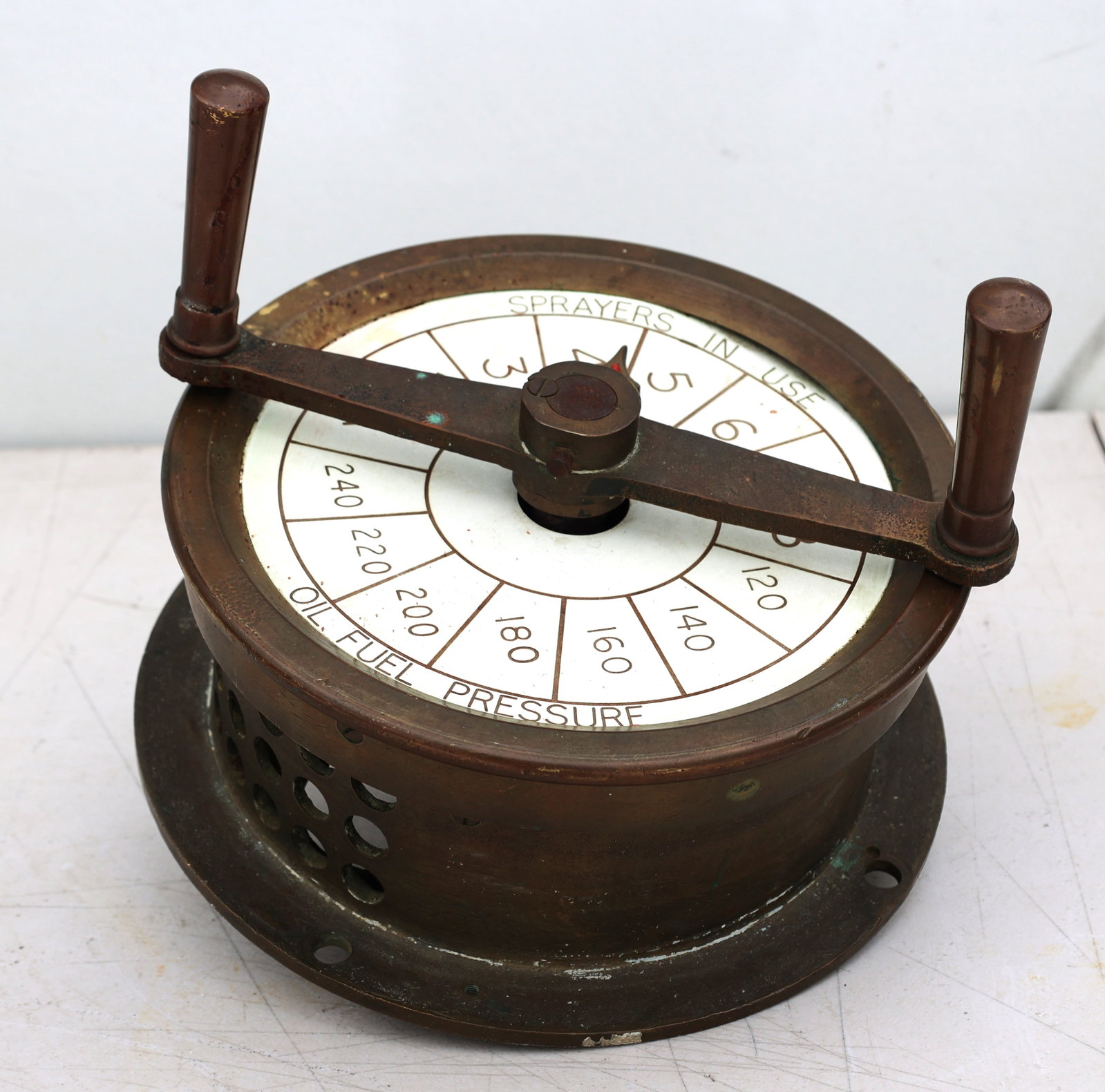 Antique Nautical Brass Rotary Telegraph Pressure and Sprayer,Size: 15 inches x 12 inches diameter (1 of 7)