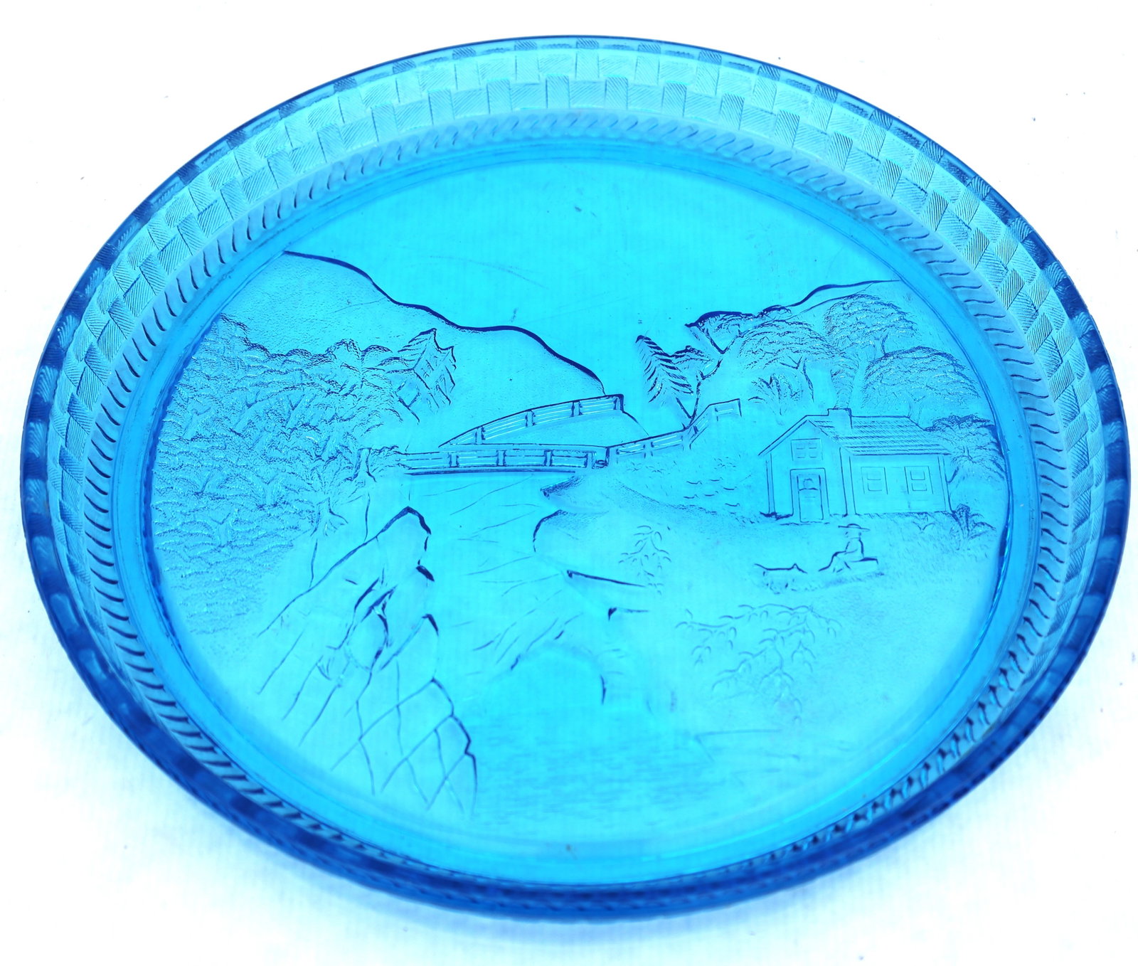 Early American Pattern Glass (EAPG) item featuring the "Currier & Ives" pattern, often identified a (1 of 6)