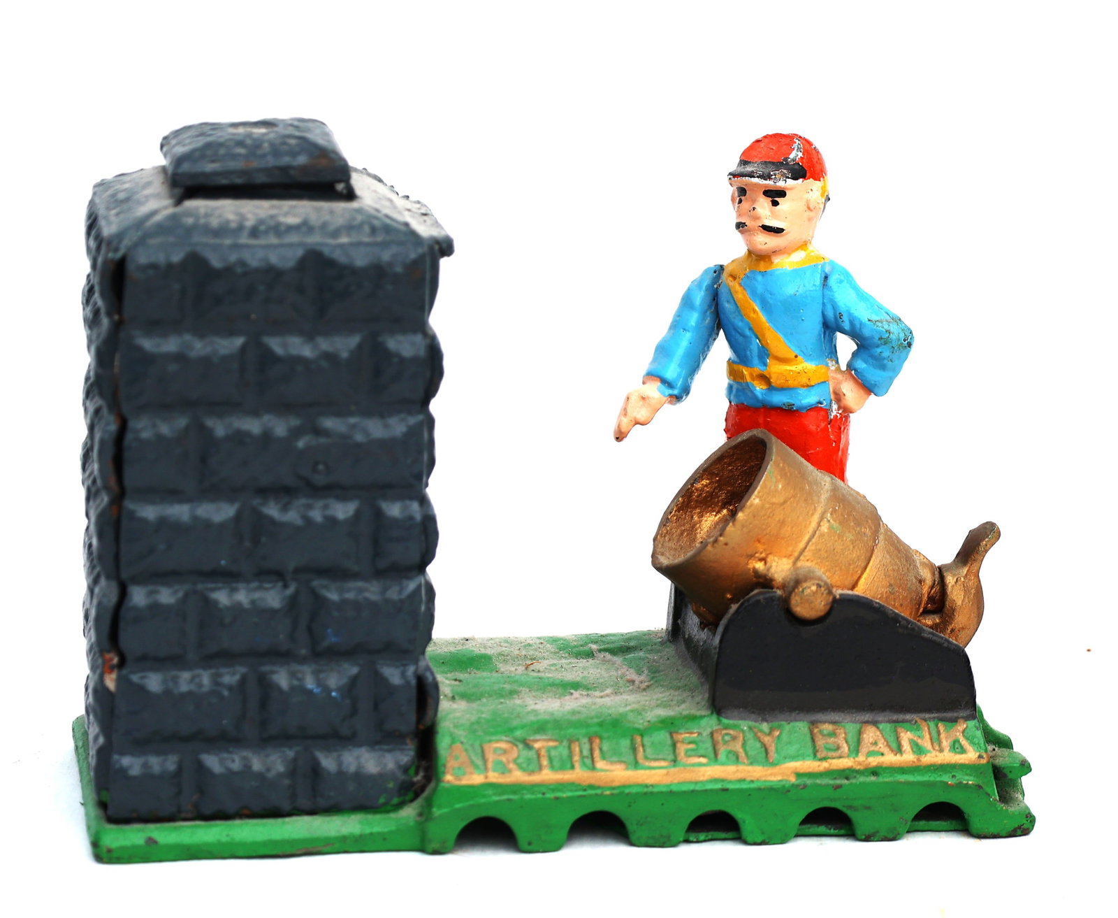 Novelty Cast Iron Mechanical "Artlillery Bank" in Original Paint Finish (1 of 6)