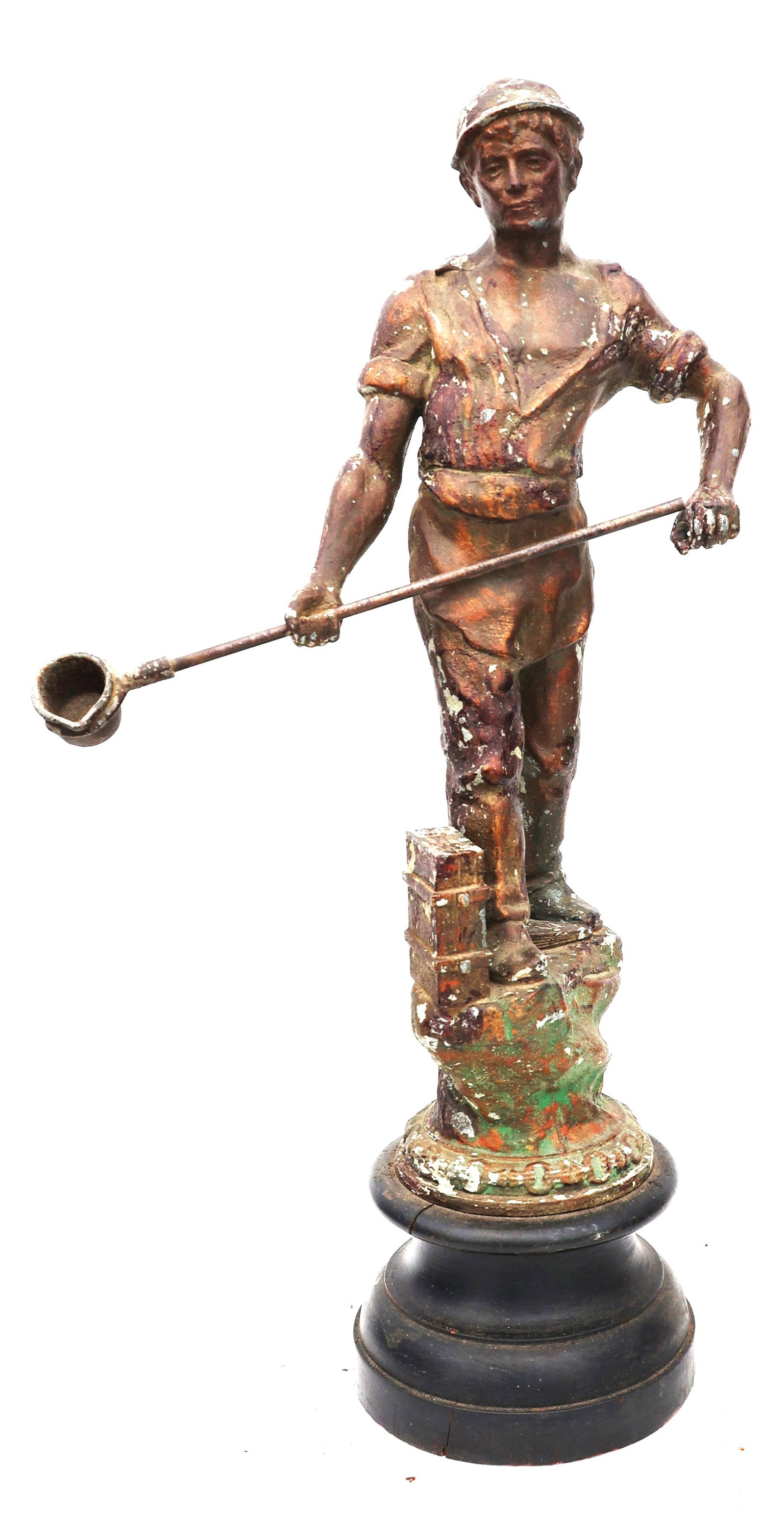 antique French spelter sculpture titled "Le Travail" (Labor) or "La Metallurgie," designed by artist (1 of 9)