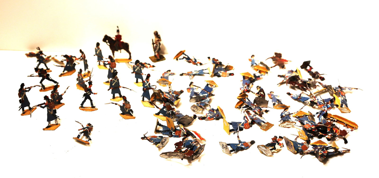 73 Assorted vintage metal toy soldiers in original paint. Infantry and Others: Size: average 1 3/4 in.; 73 Assorted vintage metal toy soldiers in original paint. Infantry and Others