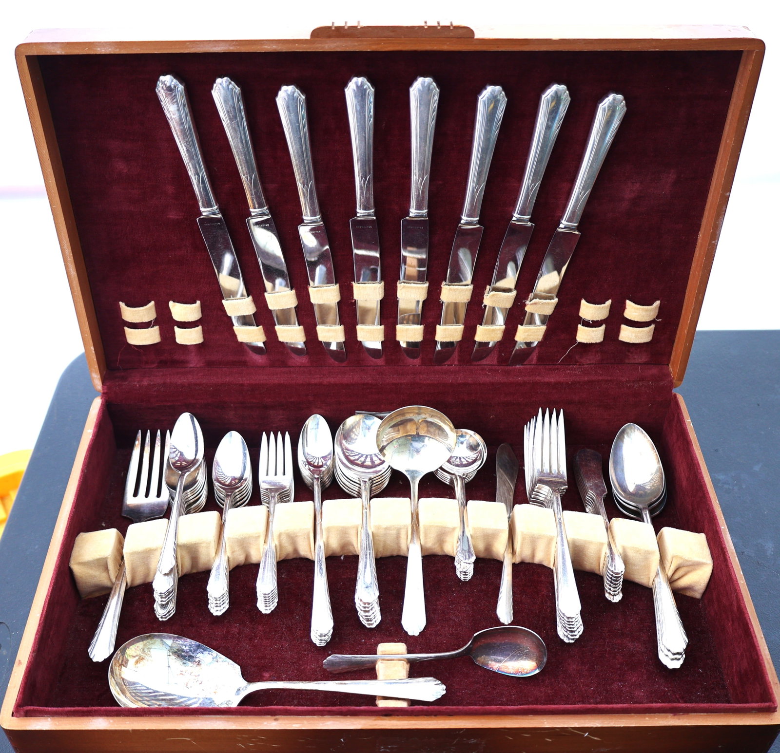 International Silver Co, Triple Plated Flatware Set in Wood Box - See Pictures for Item Count (1 of 5)