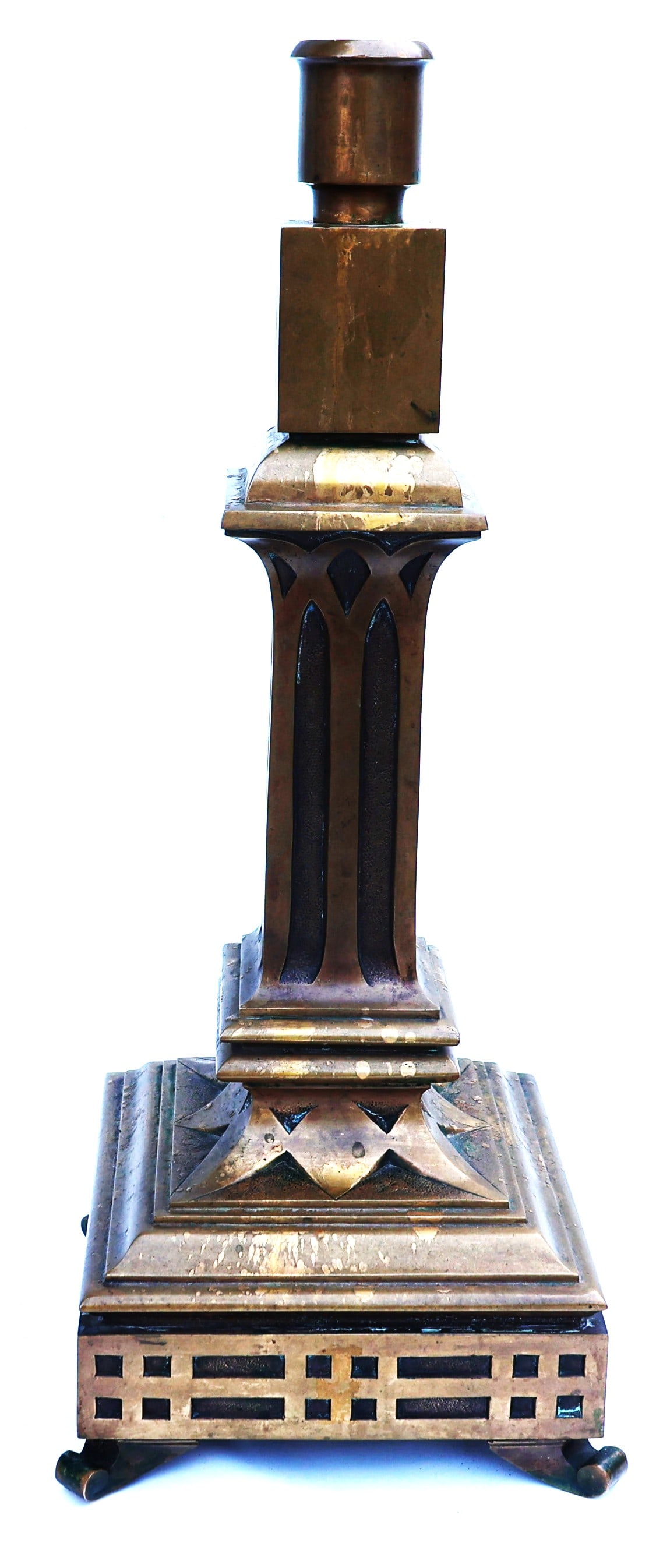 antique cast solid bronze table lamp, likely from around 1880, features a heavy neoclassical design (1 of 9)