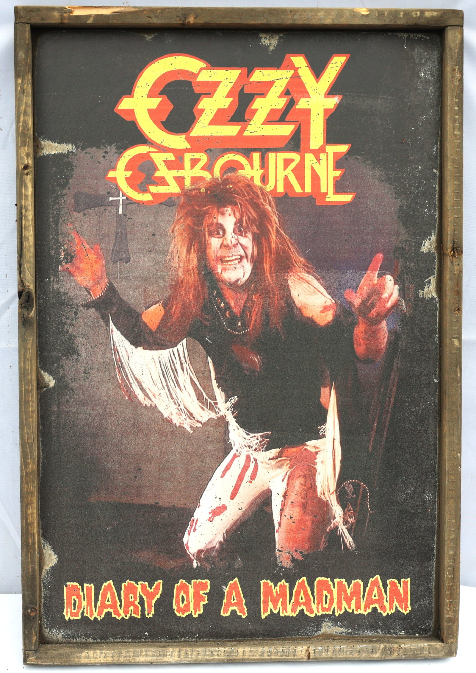 vintage-style wood-framed art print featuring the Ozzy Osbourne Diary of a Madman album cover (1 of 3)