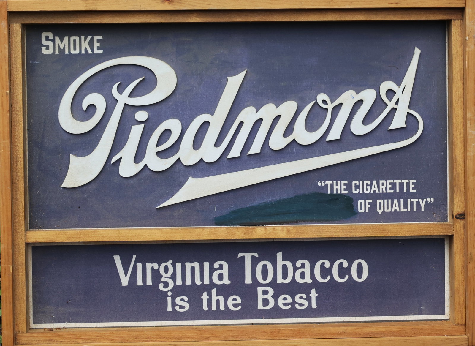 Novelty Wood Frame Piedmont Cigarettes advertising sign (1 of 4)