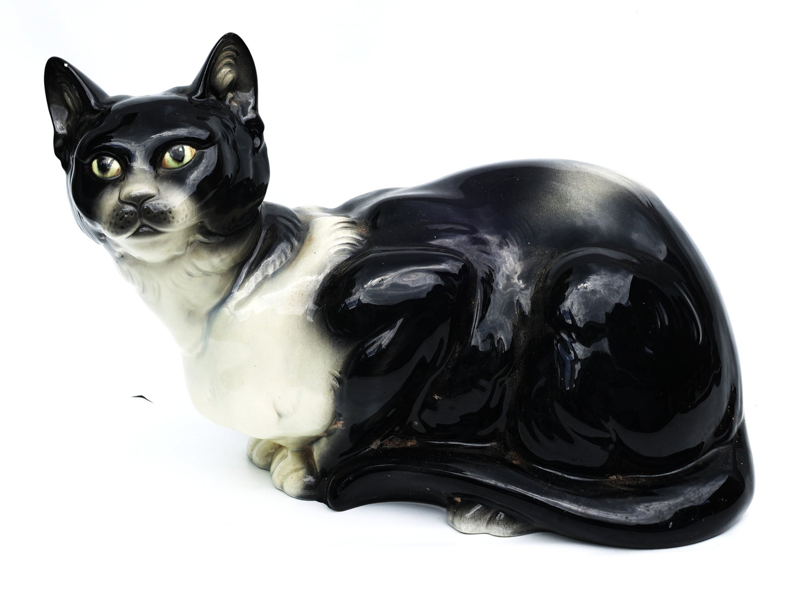 vintage black and white ceramic cat figurine was made in Manises, Spain, during the 1960s (1 of 6)