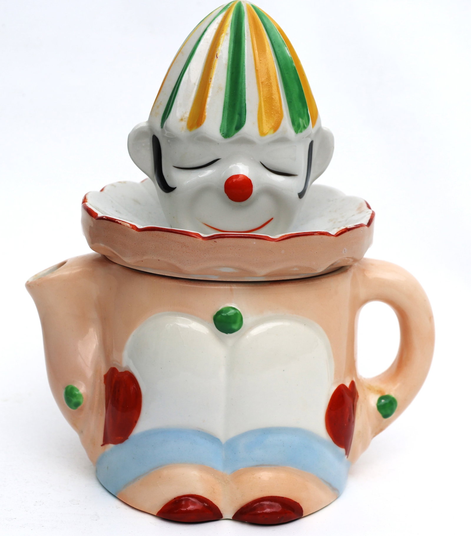 vintage figural clown juicer is hand-painted and often associated with Mikori Ware from Japan.The c (1 of 6)