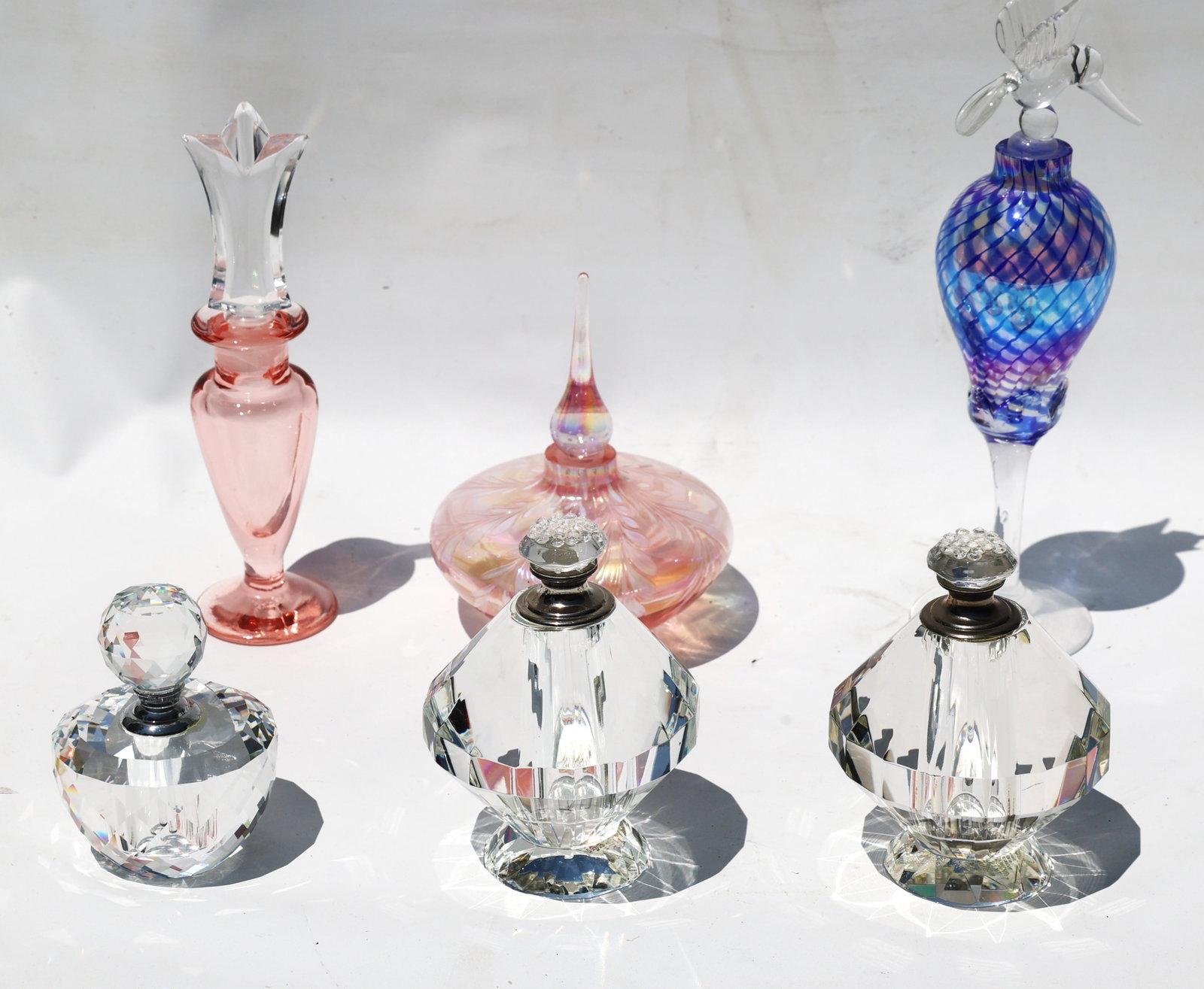 6 Piece collection features several decorative glass perfume bottles, including an Egyptian-style se (1 of 3)