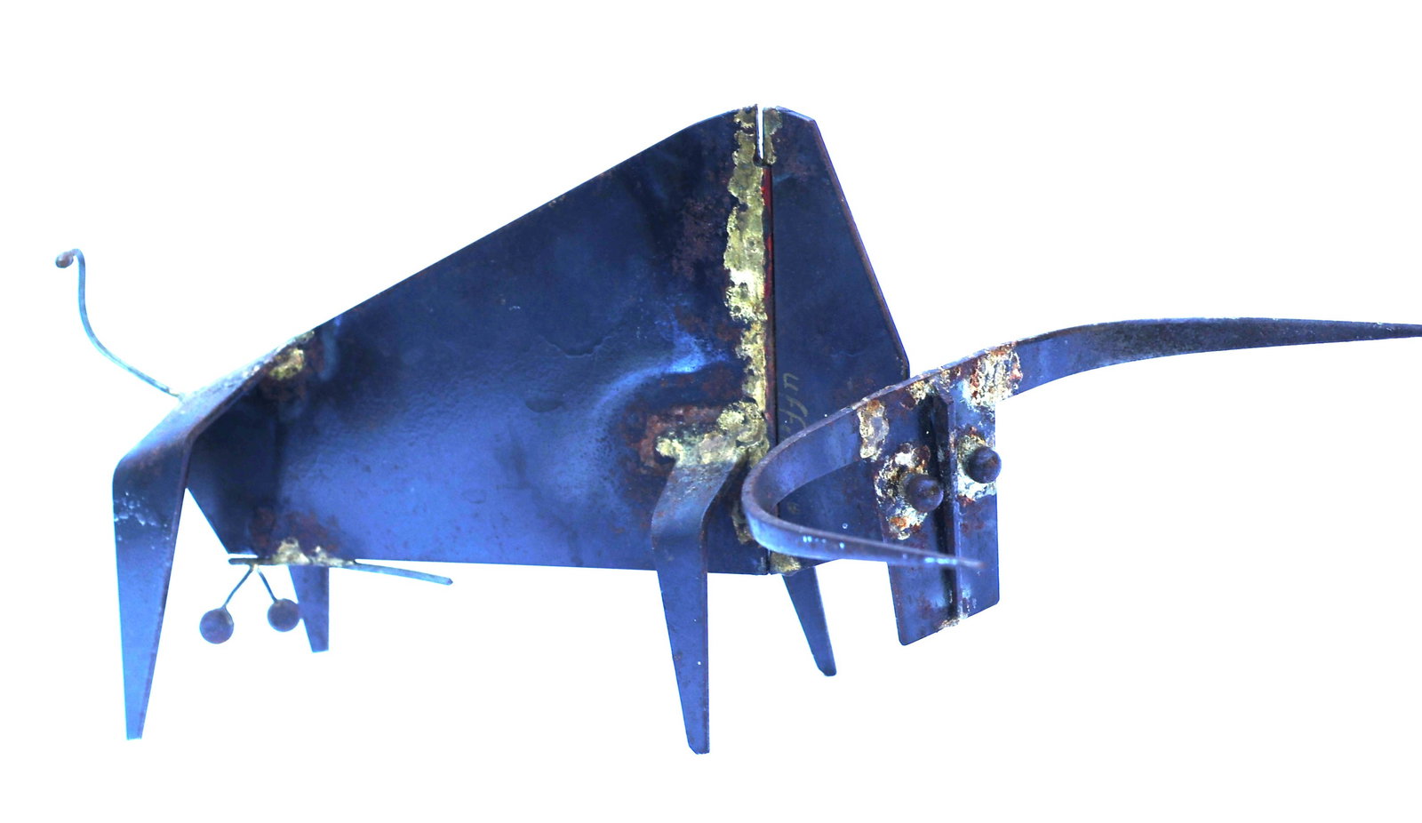 Signed UFFORD '66, Mid-Century Modern brutalist torch-cut metal bull sculpture, typically created fr (1 of 7)