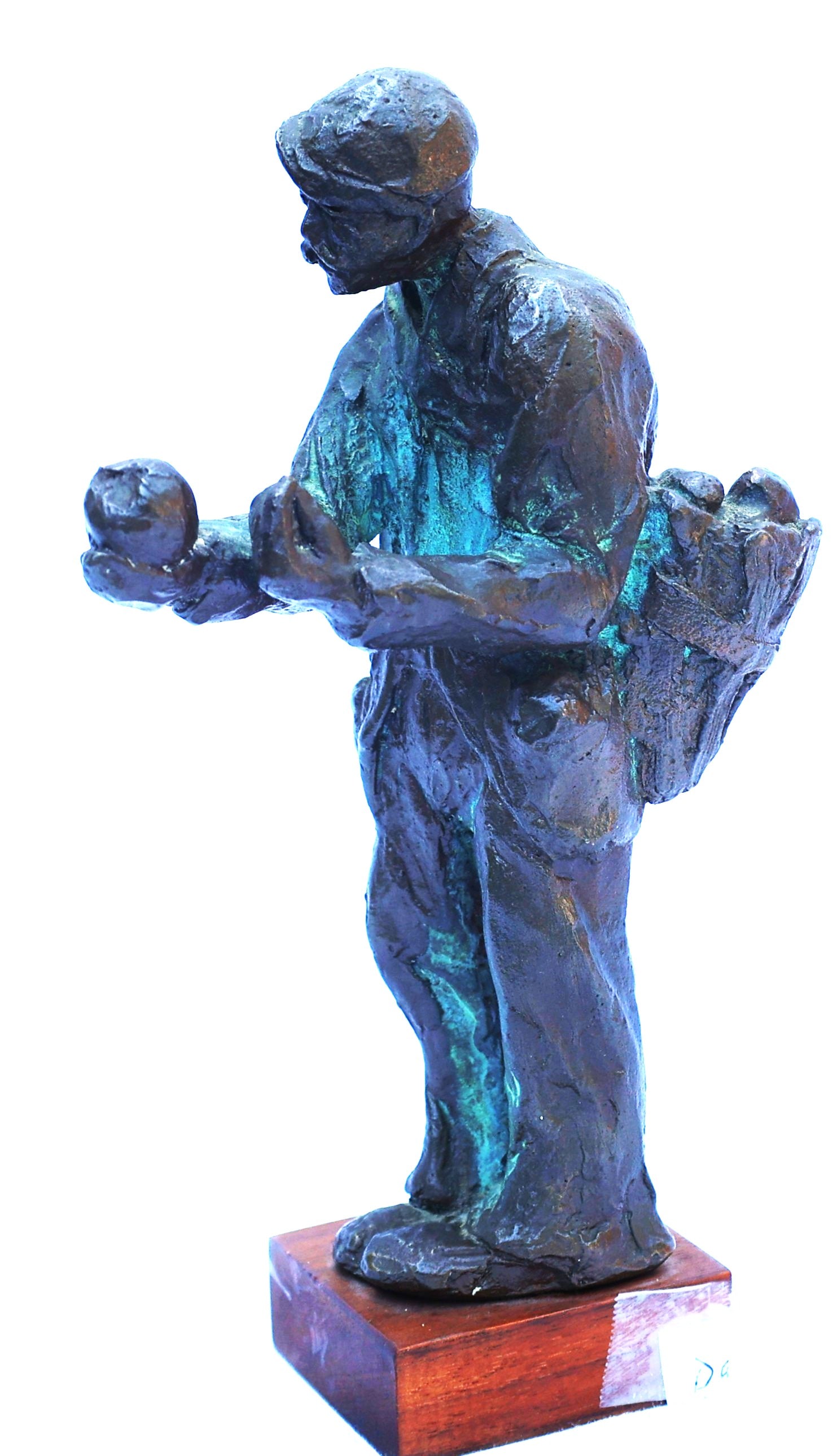 bronze sculpture titled "The Apple Vendor" by American artist David Bardos (1938–2017). (1 of 10)