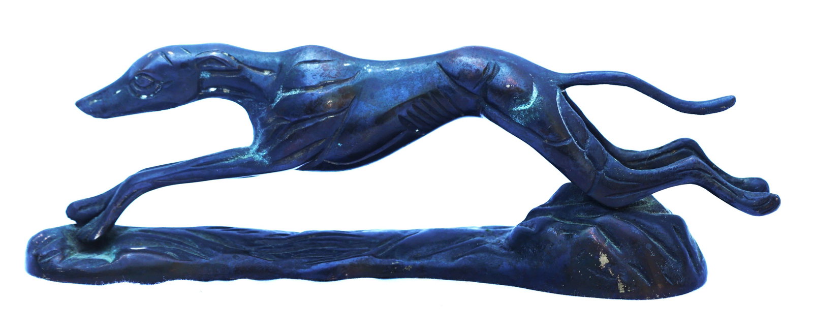 cast bronze Greyhound sculpture appears to be a vintage Art Deco style (1 of 5)