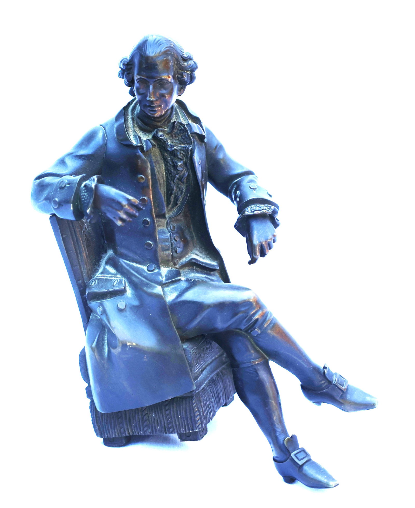 antique bronze or spelter figure likely depicts the composer Mozart, nice quality casting (1 of 8)